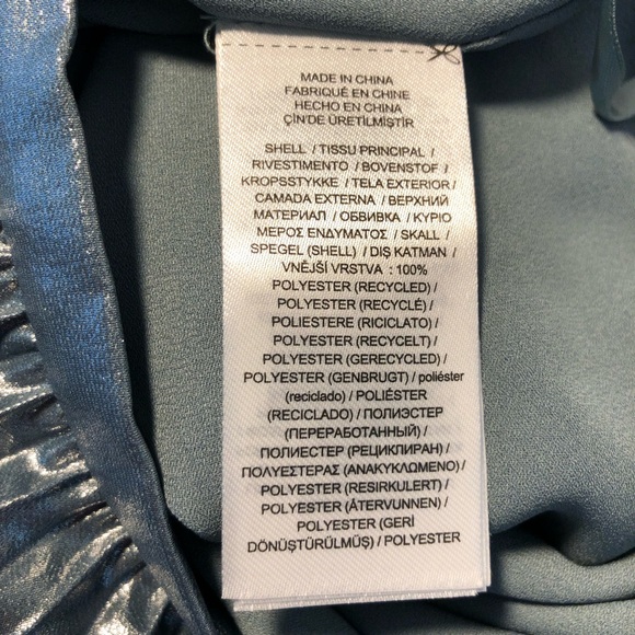 LAUREN RALPH LAUREN Ice Blue Aqua Pleated Metallic Chiffon Skirt - Picture 9 of 9